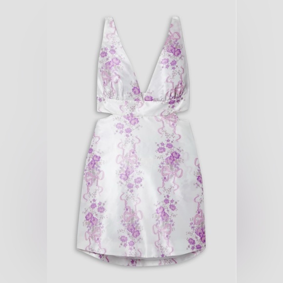 LoveShackFancy Till French Lilac White Sateen Bow Back Dress Size 12 NWT - Picture 3 of 16